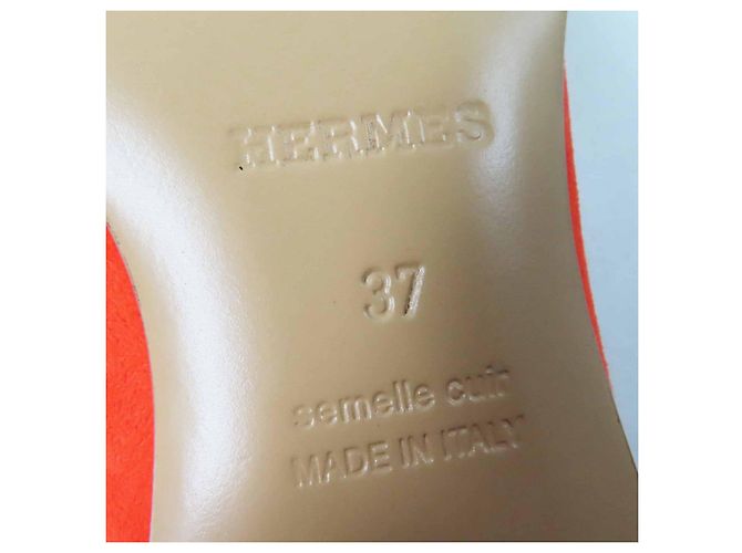 Hermès Mocassini Hermes Constance Chevre Veroa Arancione - vista 9