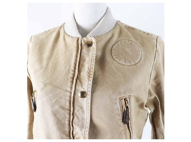 Chaqueta cropped de denim lavado de algodón Louis Vuitton 1AB74I Beige - vista 2