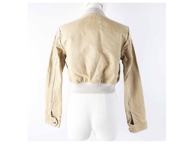 Chaqueta cropped de denim lavado de algodón Louis Vuitton 1AB74I Beige - vista 4
