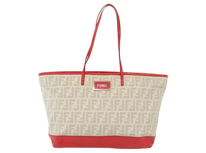 FENDI Zucca Canvas Tote Bag Weiß Gold Auth ep10233 Golden - Ansicht 13