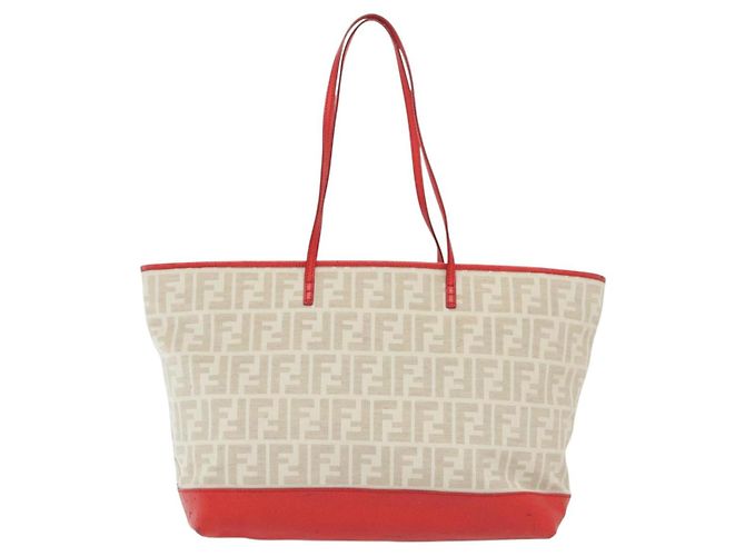 FENDI Zucca Canvas Tote Bag Weiß Gold Auth ep10233 Golden - Ansicht 2