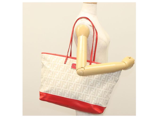 FENDI Zucca Canvas Tote Bag Weiß Gold Auth ep10233 Golden - Ansicht 25