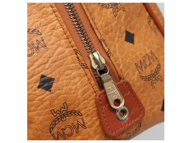 MCM Logogram Vicetos Boston Tasche aus PVC-Leder in Braun und Gold Auth BA4839 Golden - Ansicht 10