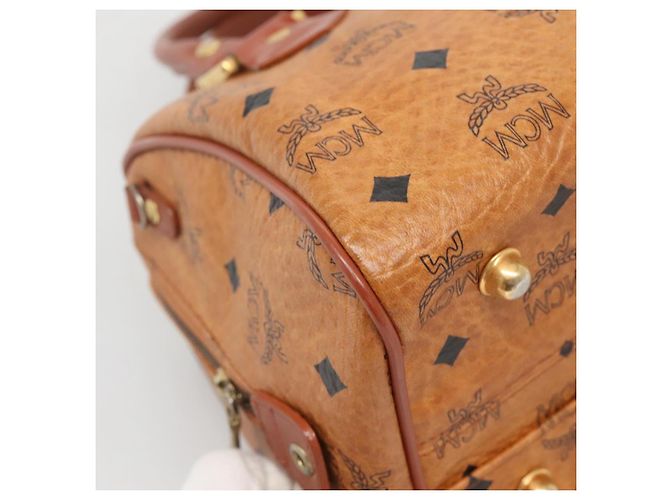 MCM Logogram Vicetos Boston Tasche aus PVC-Leder in Braun und Gold Auth BA4839 Golden - Ansicht 14