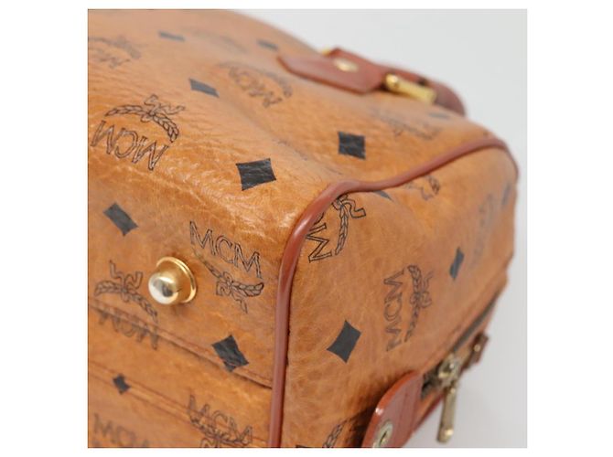 MCM Logogram Vicetos Boston Tasche aus PVC-Leder in Braun und Gold Auth BA4839 Golden - Ansicht 15