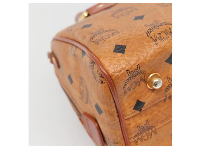 MCM Logogram Vicetos Boston Tasche aus PVC-Leder in Braun und Gold Auth BA4839 Golden - Ansicht 16