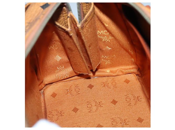 MCM Logogram Vicetos Boston Tasche aus PVC-Leder in Braun und Gold Auth BA4839 Golden - Ansicht 17