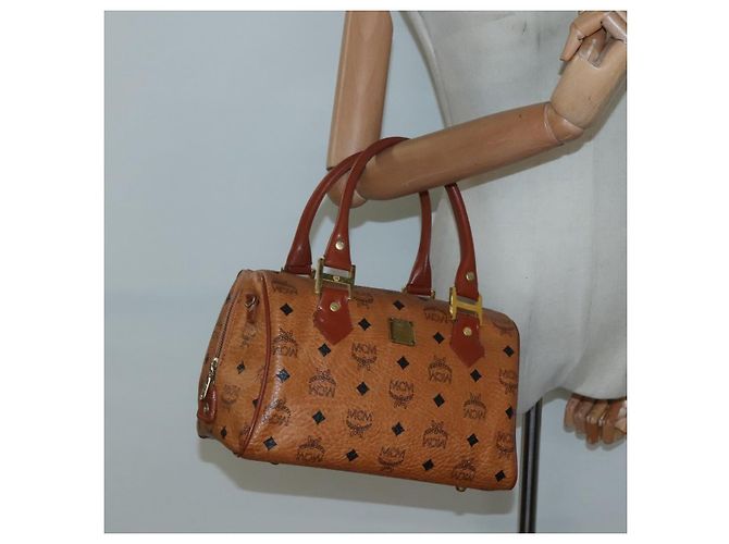 MCM Logogram Vicetos Boston Tasche aus PVC-Leder in Braun und Gold Auth BA4839 Golden - Ansicht 21