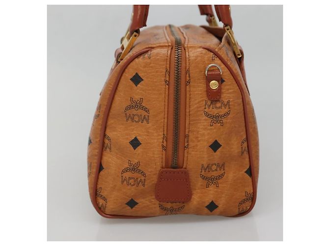 MCM Logogram Vicetos Boston Tasche aus PVC-Leder in Braun und Gold Auth BA4839 Golden - Ansicht 4