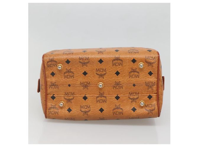 MCM Logogram Vicetos Boston Tasche aus PVC-Leder in Braun und Gold Auth BA4839 Golden - Ansicht 5