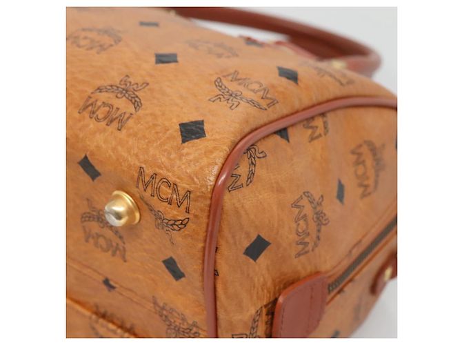 MCM Logogram Vicetos Boston Tasche aus PVC-Leder in Braun und Gold Auth BA4839 Golden - Ansicht 9