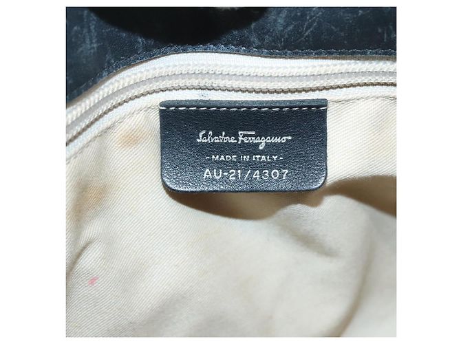 Borsa Tote Vala in Tela Nera e Oro Salvatore Ferragamo Auth bs28915 Nero D'oro - vista 12
