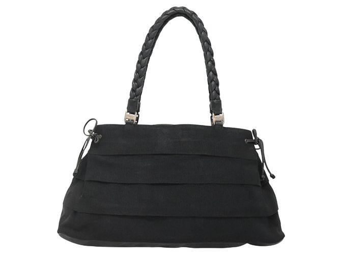 Borsa Tote Vala in Tela Nera e Oro Salvatore Ferragamo Auth bs28915 Nero D'oro - vista 13