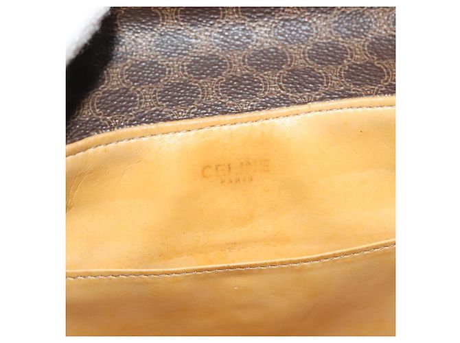 Céline Borsa a Spalla in Tela Macadam CELINE in Pelle PVC Marrone Oro Auth ki5951 D'oro - vista 10