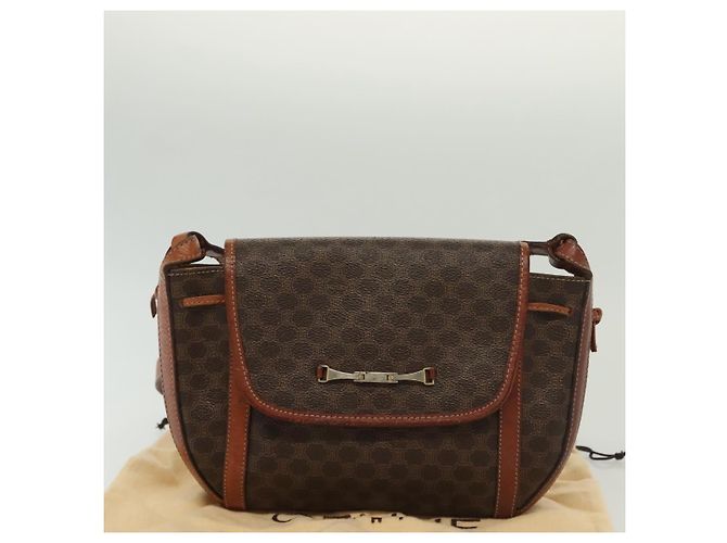 Céline Borsa a Spalla in Tela Macadam CELINE in Pelle PVC Marrone Oro Auth ki5951 D'oro - vista 12