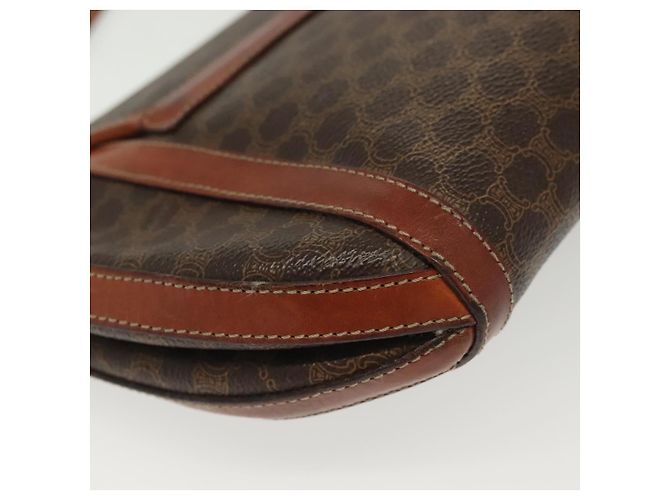 Céline Borsa a Spalla in Tela Macadam CELINE in Pelle PVC Marrone Oro Auth ki5951 D'oro - vista 17