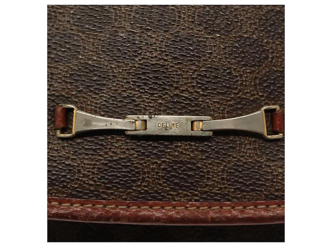 Céline Borsa a Spalla in Tela Macadam CELINE in Pelle PVC Marrone Oro Auth ki5951 D'oro - vista 18