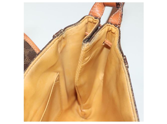 Céline Borsa a Spalla in Tela Macadam CELINE in Pelle PVC Marrone Oro Auth ki5951 D'oro - vista 19