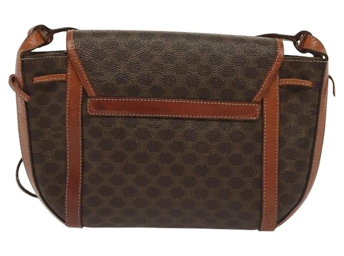Céline Borsa a Spalla in Tela Macadam CELINE in Pelle PVC Marrone Oro Auth ki5951 D'oro - vista 2