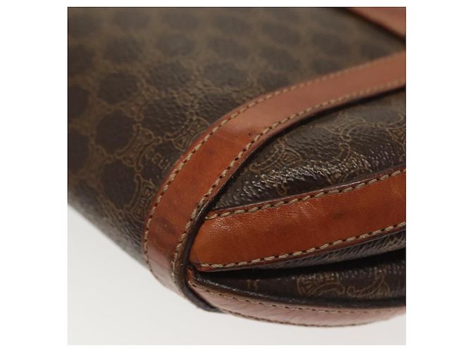 Céline Borsa a Spalla in Tela Macadam CELINE in Pelle PVC Marrone Oro Auth ki5951 D'oro - vista 8