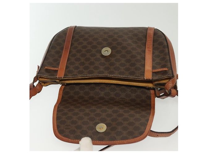 Céline Borsa a Spalla in Tela Macadam CELINE in Pelle PVC Marrone Oro Auth ki5951 D'oro - vista 9