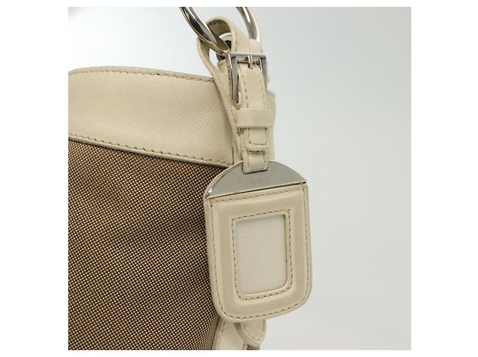 PRADA Schultertasche aus Canvas Beige Silber Authentisch 138851 - Ansicht 10