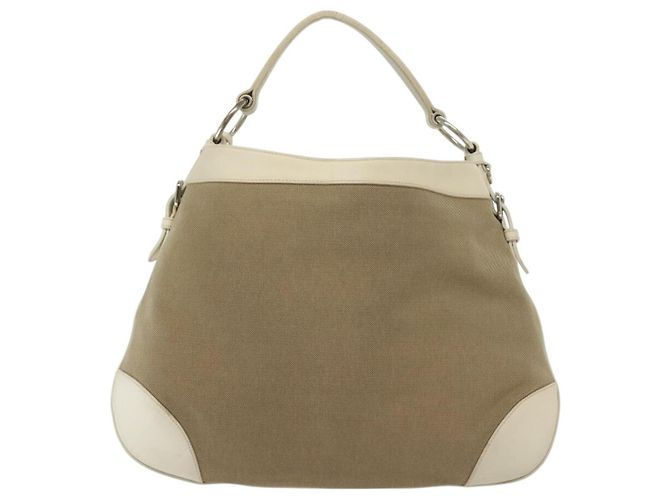 PRADA Schultertasche aus Canvas Beige Silber Authentisch 138851 - Ansicht 2