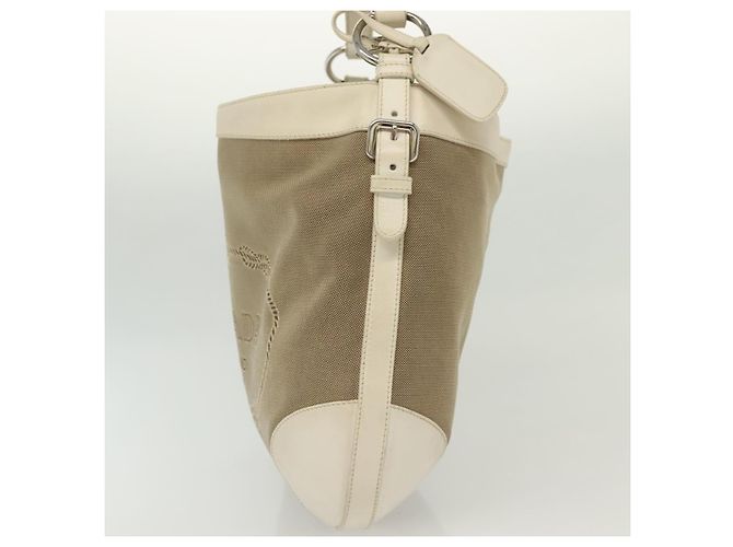PRADA Schultertasche aus Canvas Beige Silber Authentisch 138851 - Ansicht 3