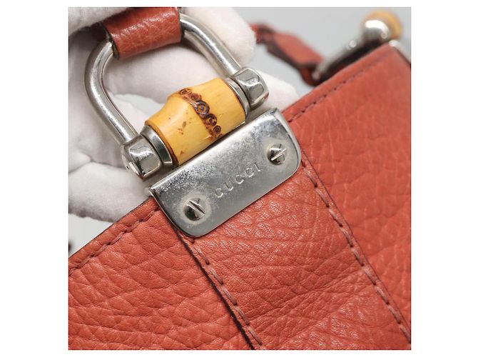 Gucci Bamboo Tote Bag Leder Rot Silber 232947 Auth 139547 - Ansicht 10