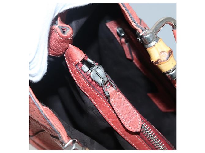 Gucci Bamboo Tote Bag Leder Rot Silber 232947 Auth 139547 - Ansicht 17