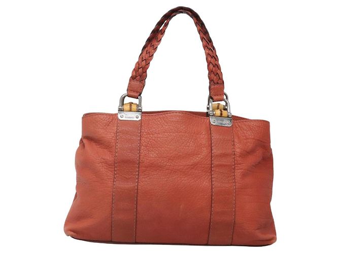 Gucci Bamboo Tote Bag Leder Rot Silber 232947 Auth 139547 - Ansicht 2