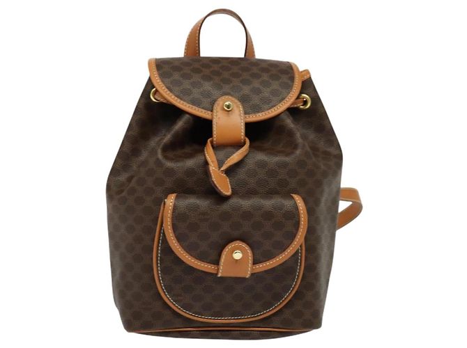 Céline CELINE Macadam Canvas Backpack PVC Leather Brown Gold Auth yk19307 Golden - view 13