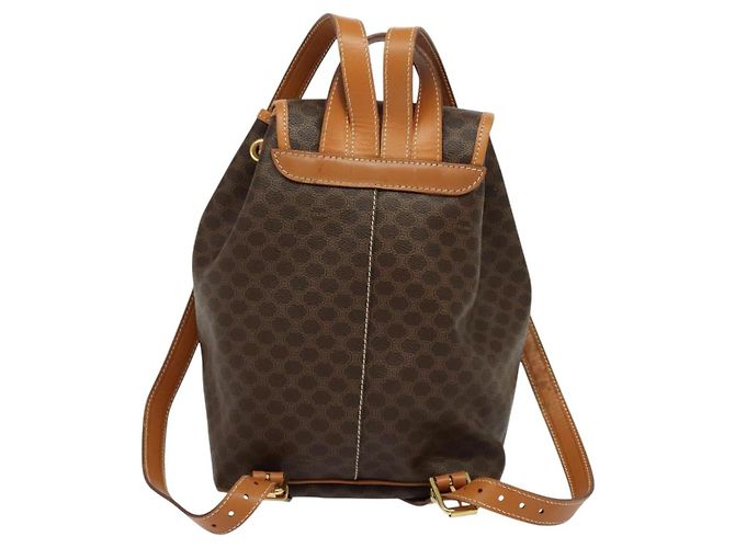 Céline CELINE Macadam Canvas Backpack PVC Leather Brown Gold Auth yk19307 Golden - view 2