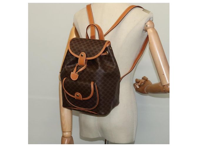 Céline CELINE Macadam Canvas Backpack PVC Leather Brown Gold Auth yk19307 Golden - view 22