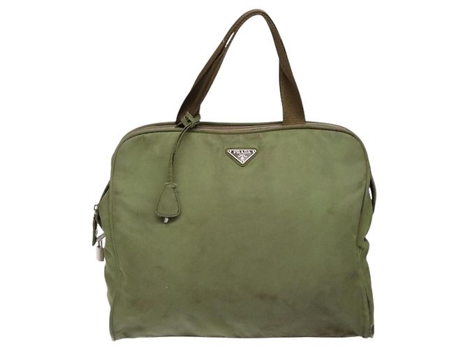 PRADA Borsa a mano in nylon verde argento Auth 139545 - vista 13