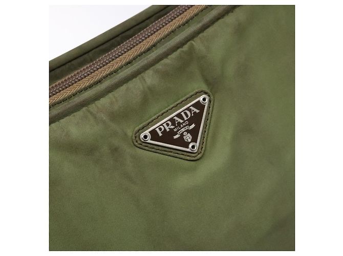 PRADA Borsa a mano in nylon verde argento Auth 139545 - vista 18