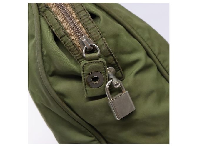 PRADA Borsa a mano in nylon verde argento Auth 139545 - vista 19