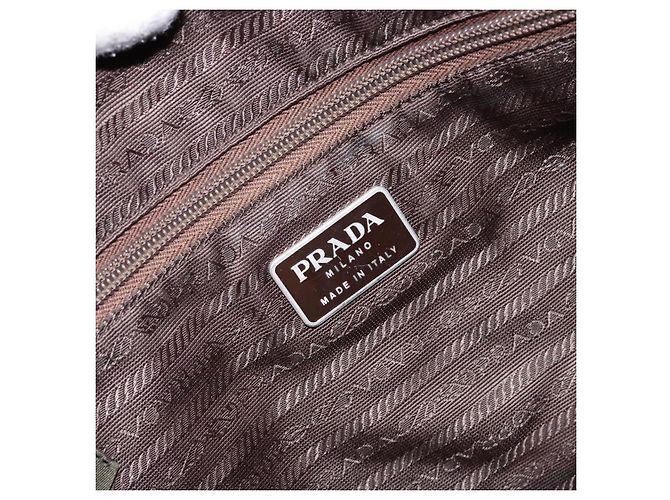 PRADA Borsa a mano in nylon verde argento Auth 139545 - vista 21