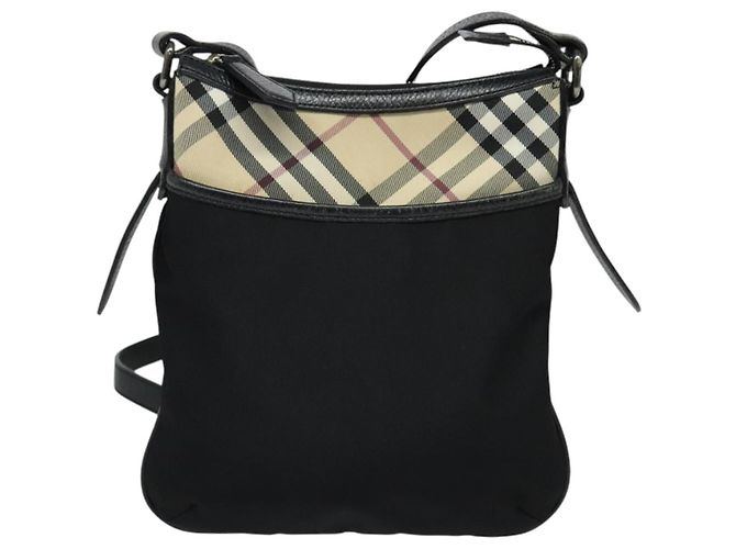 Burberry Bolso de Hombro Nova Check de Nailon Beige Plata Auth BA4461 - vista 13