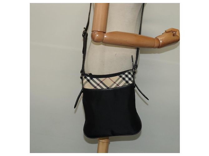 Burberry Bolso de Hombro Nova Check de Nailon Beige Plata Auth BA4461 - vista 20
