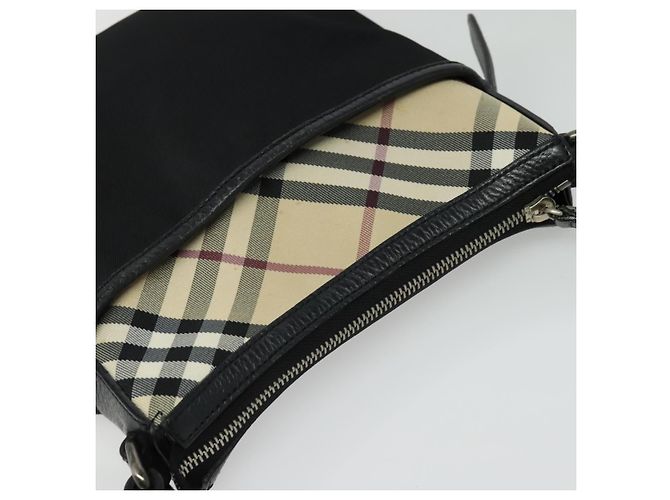 Burberry Bolso de Hombro Nova Check de Nailon Beige Plata Auth BA4461 - vista 6