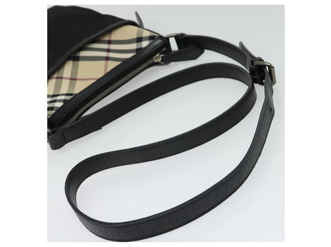 Burberry Bolso de Hombro Nova Check de Nailon Beige Plata Auth BA4461 - vista 7