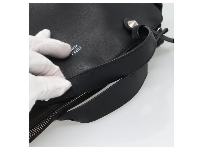 Borsa a mano FENDI in pelle nera argento Auth bs28905 Nero - vista 7
