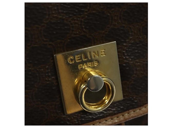 Céline CELINE Macadam Canvas Backpack PVC Leather Brown Gold Auth hk2918 Golden - view 19