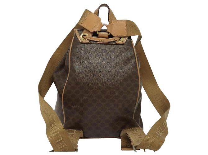 Céline CELINE Macadam Canvas Backpack PVC Leather Brown Gold Auth hk2918 Golden - view 2