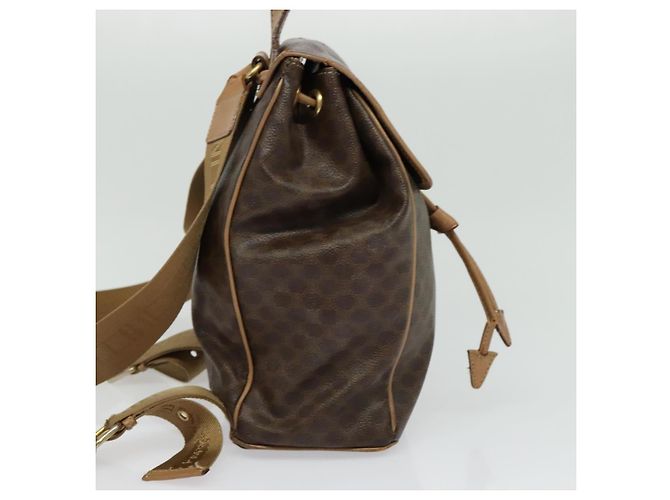 Céline CELINE Macadam Canvas Backpack PVC Leather Brown Gold Auth hk2918 Golden - view 4