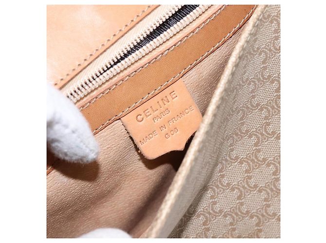 Céline Borsa a Spalla in Tela Macadam CELINE Beige Oro Auth ep10178 D'oro - vista 12