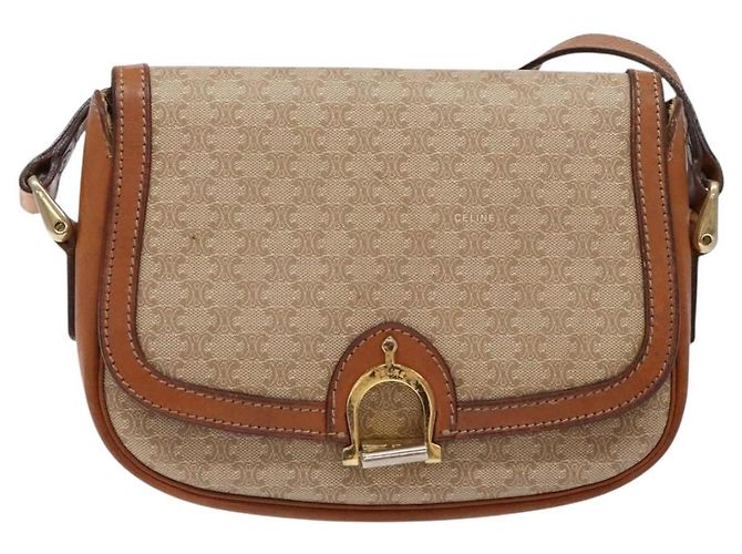 Céline Borsa a Spalla in Tela Macadam CELINE Beige Oro Auth ep10178 D'oro - vista 13