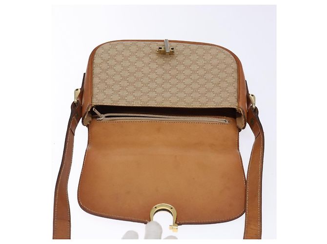 Céline Borsa a Spalla in Tela Macadam CELINE Beige Oro Auth ep10178 D'oro - vista 19