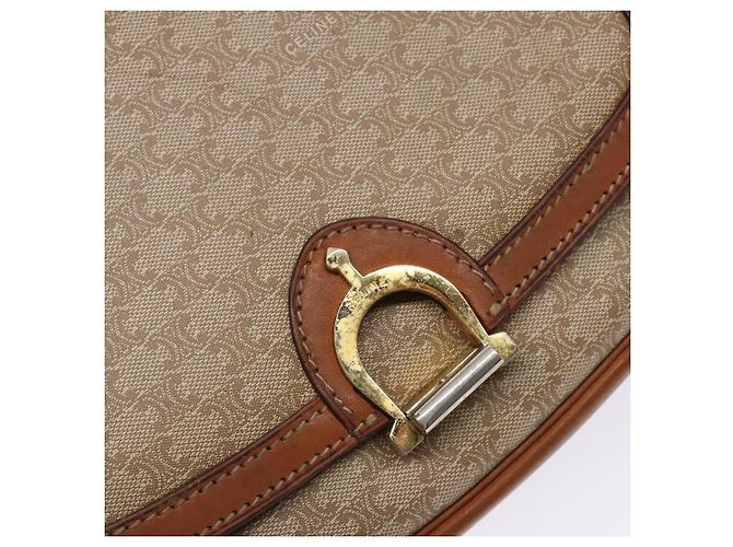 Céline Borsa a Spalla in Tela Macadam CELINE Beige Oro Auth ep10178 D'oro - vista 9